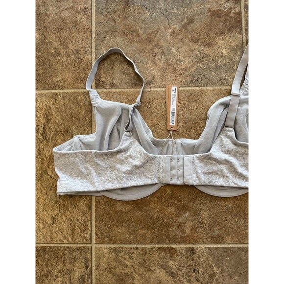 Skims Cotton Jersey Bra Light Heather Grey Size 44DD - Picture 6 of 9